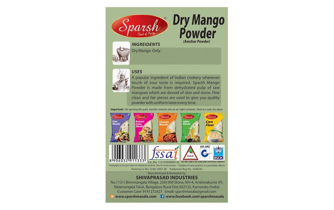 Sparsh Dry Mango Powder (Amchur Powder)   Box  500 grams